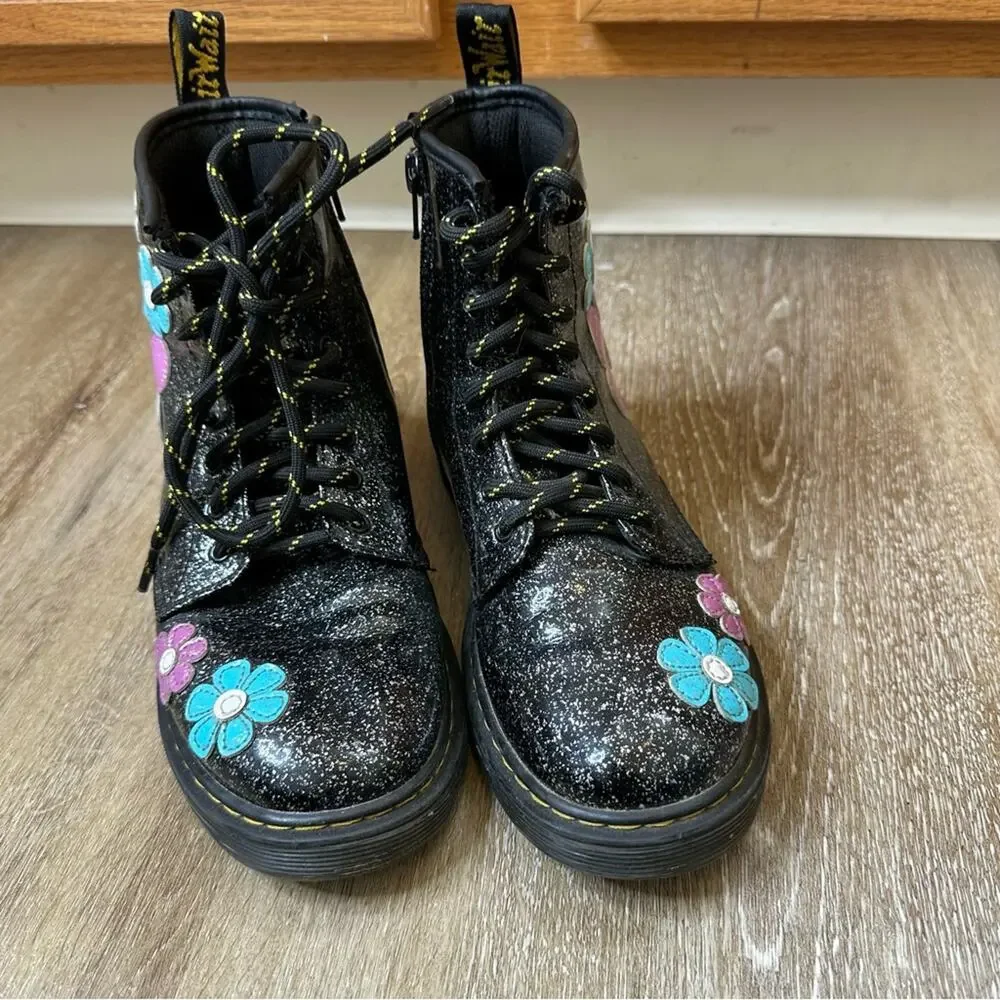 Dr Martens Multi 1460 Cosmic Glitter Floral Girls Boots 4‎